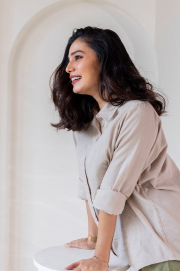 Cotton-Linen Shirt - Dune Beige
