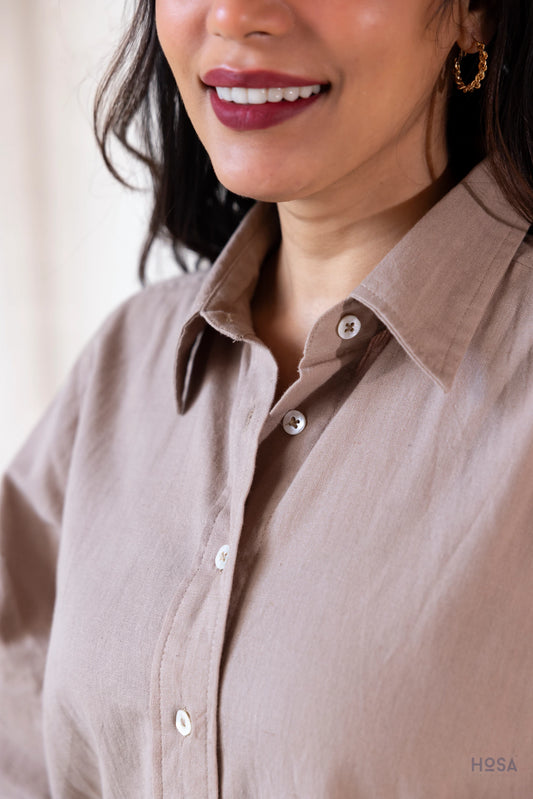 Cotton-Linen Shirt - Earth Taupe