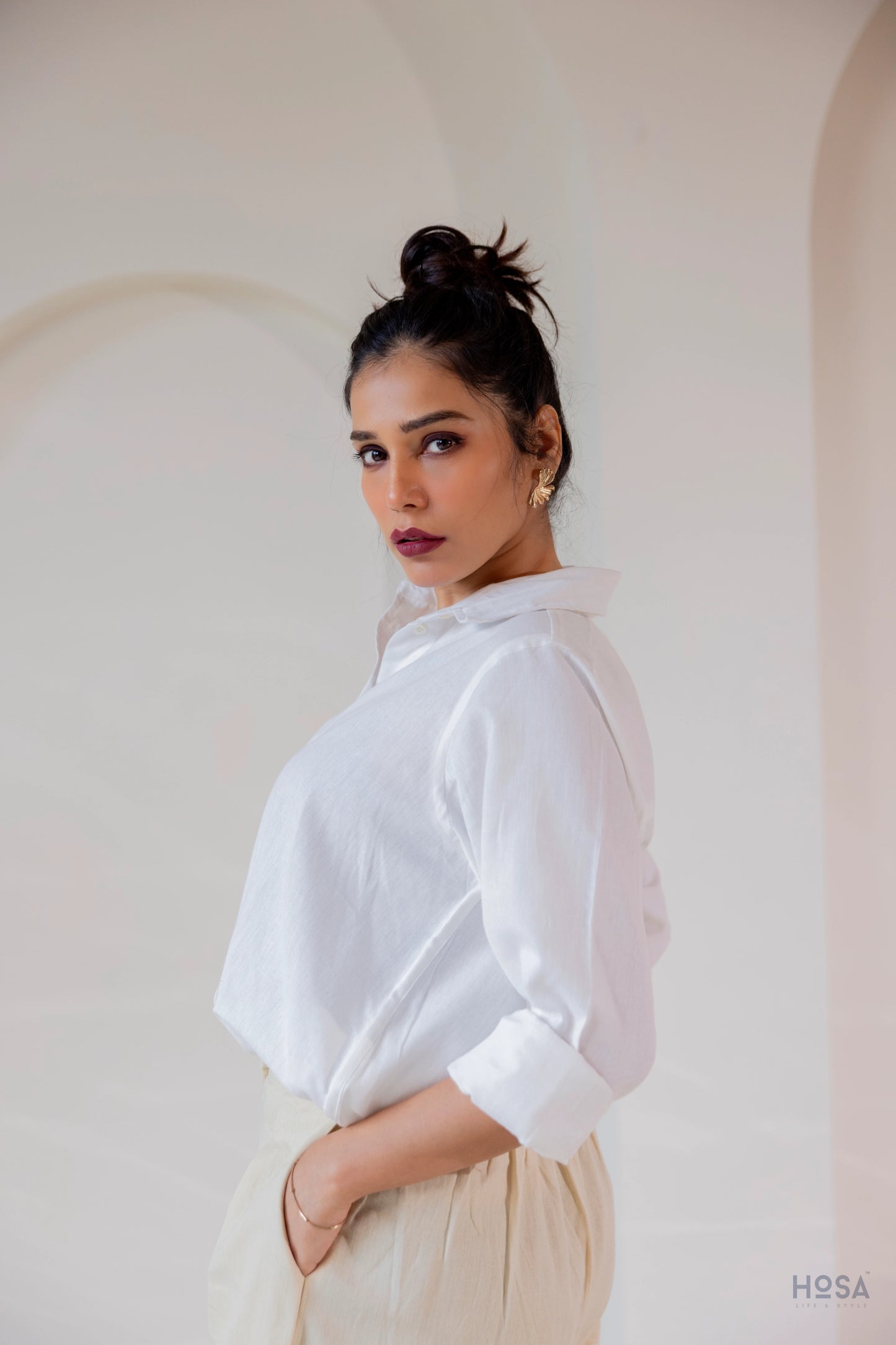 Cotton-Linen Shirt - Cloud White