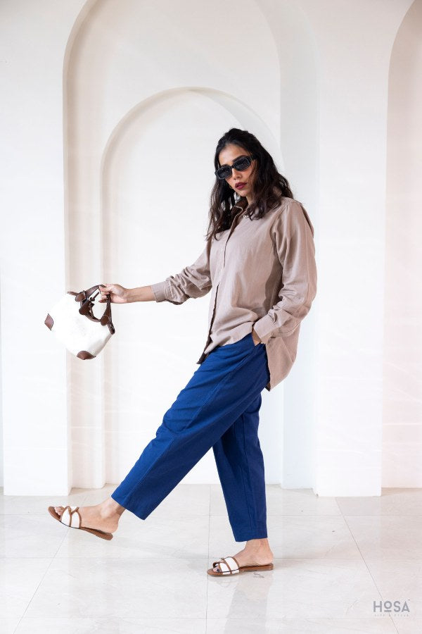 Cotton-Linen Trousers - Ink Blue