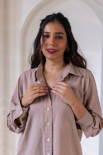 Cotton-Linen Shirt - Earth Taupe