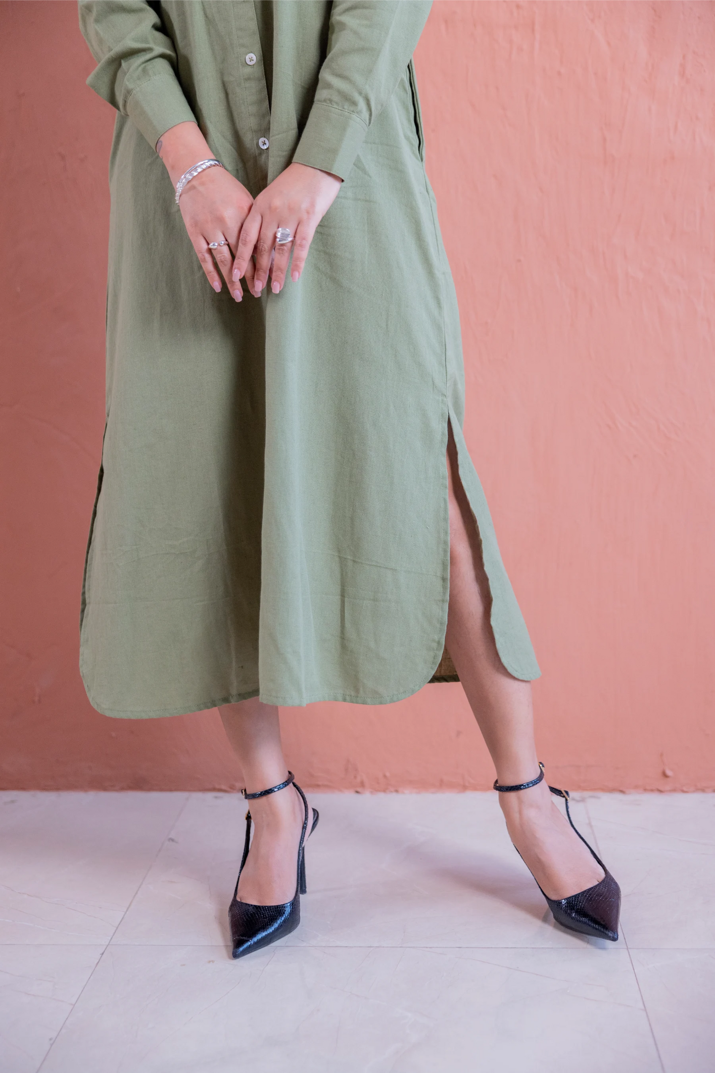 Olive Dust Shirt Dress