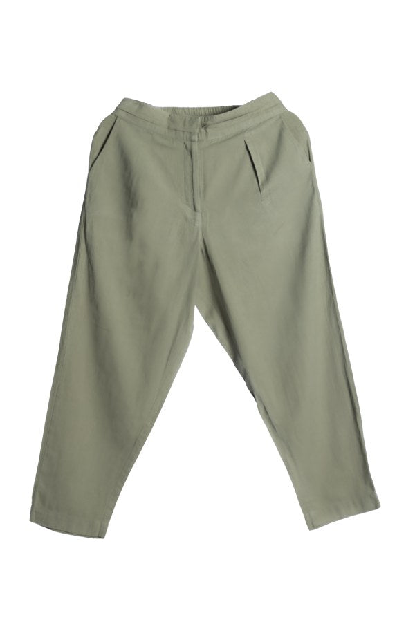 Cotton-Linen Trousers - Olive Dust