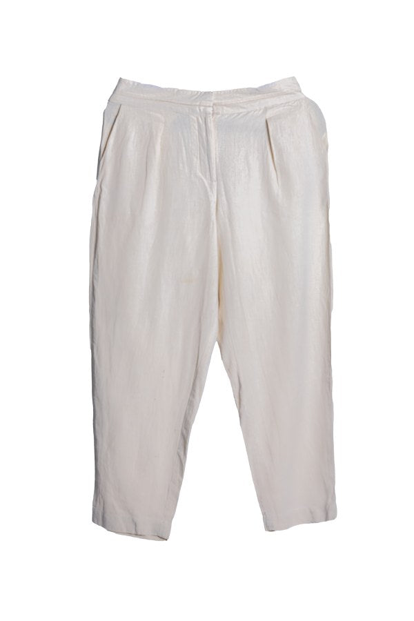Cotton-Linen Trousers - Almond Cream
