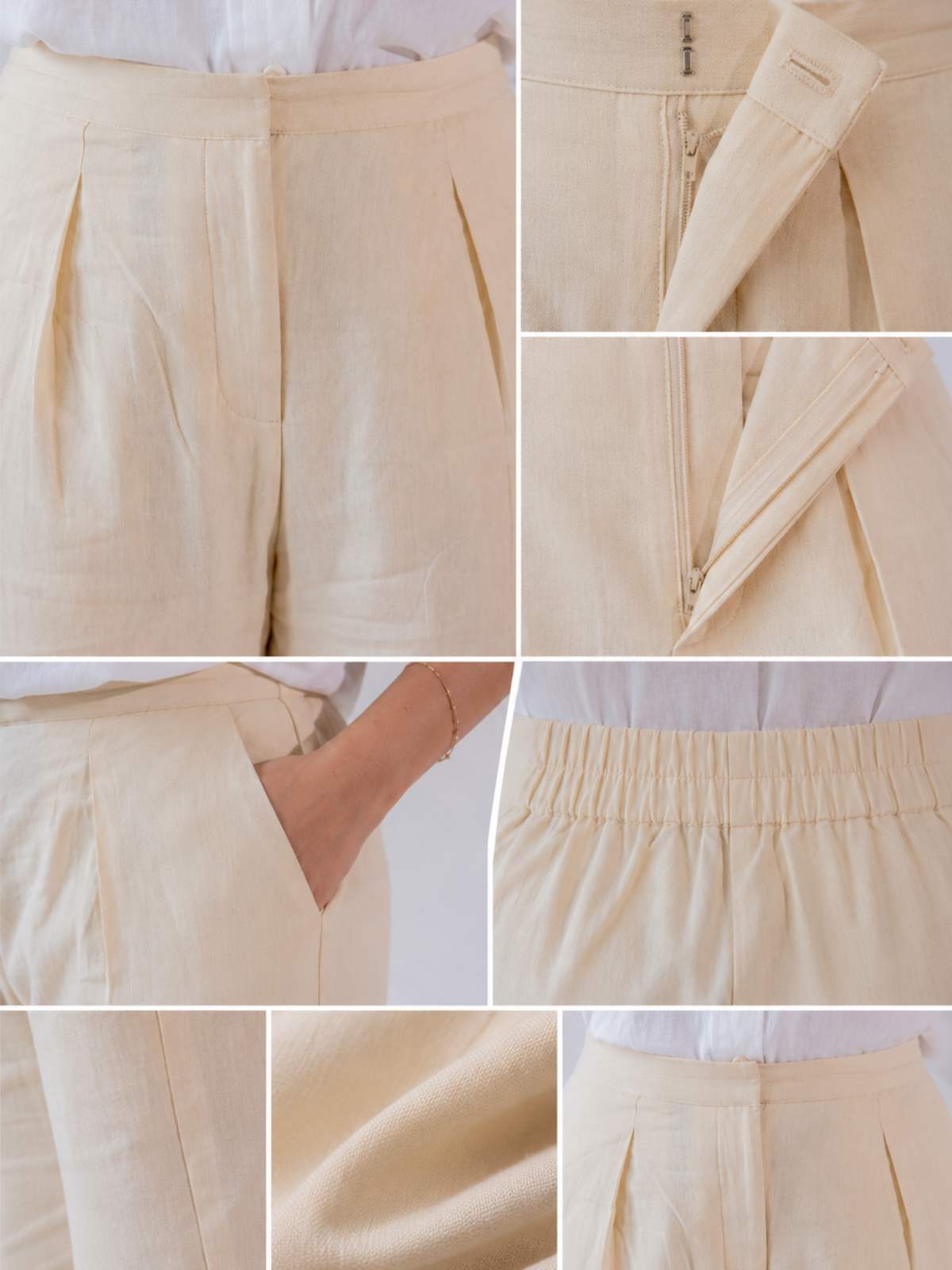 Cotton-Linen Trousers - Almond Cream