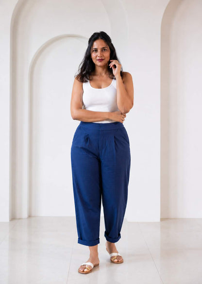Cotton-Linen Trousers - Ink Blue
