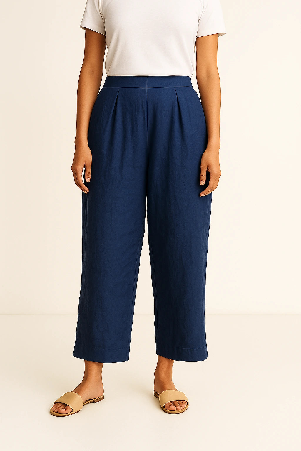 Cotton-Linen Trousers - Ink Blue