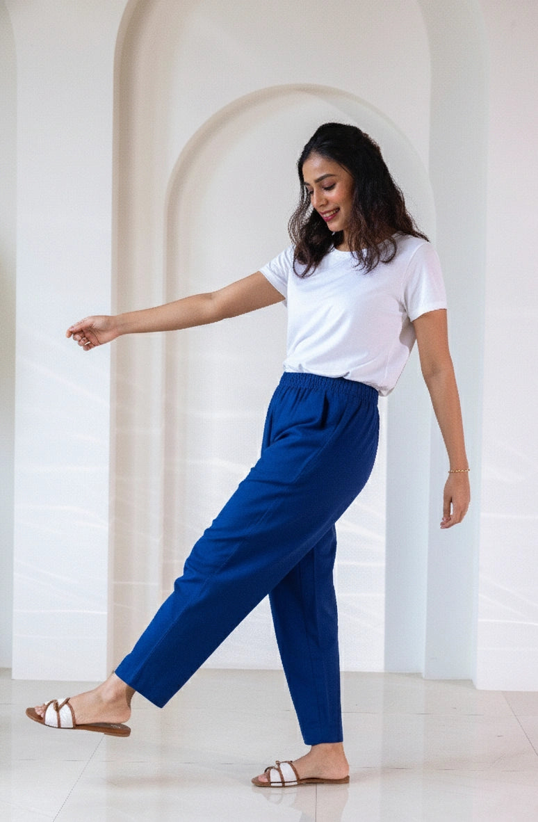 Cotton-Linen Trousers - Ink Blue