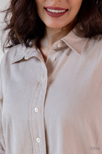 Cotton-Linen Shirt - Dune Beige