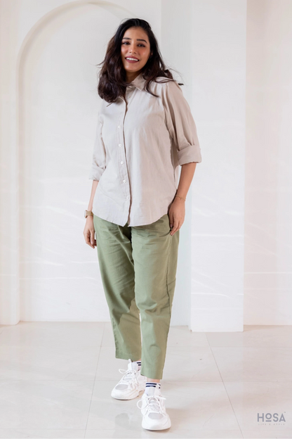Cotton-Linen Shirt - Dune Beige