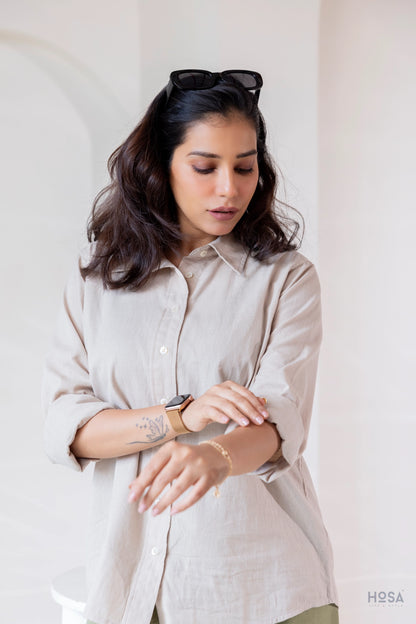 Cotton-Linen Shirt - Dune Beige