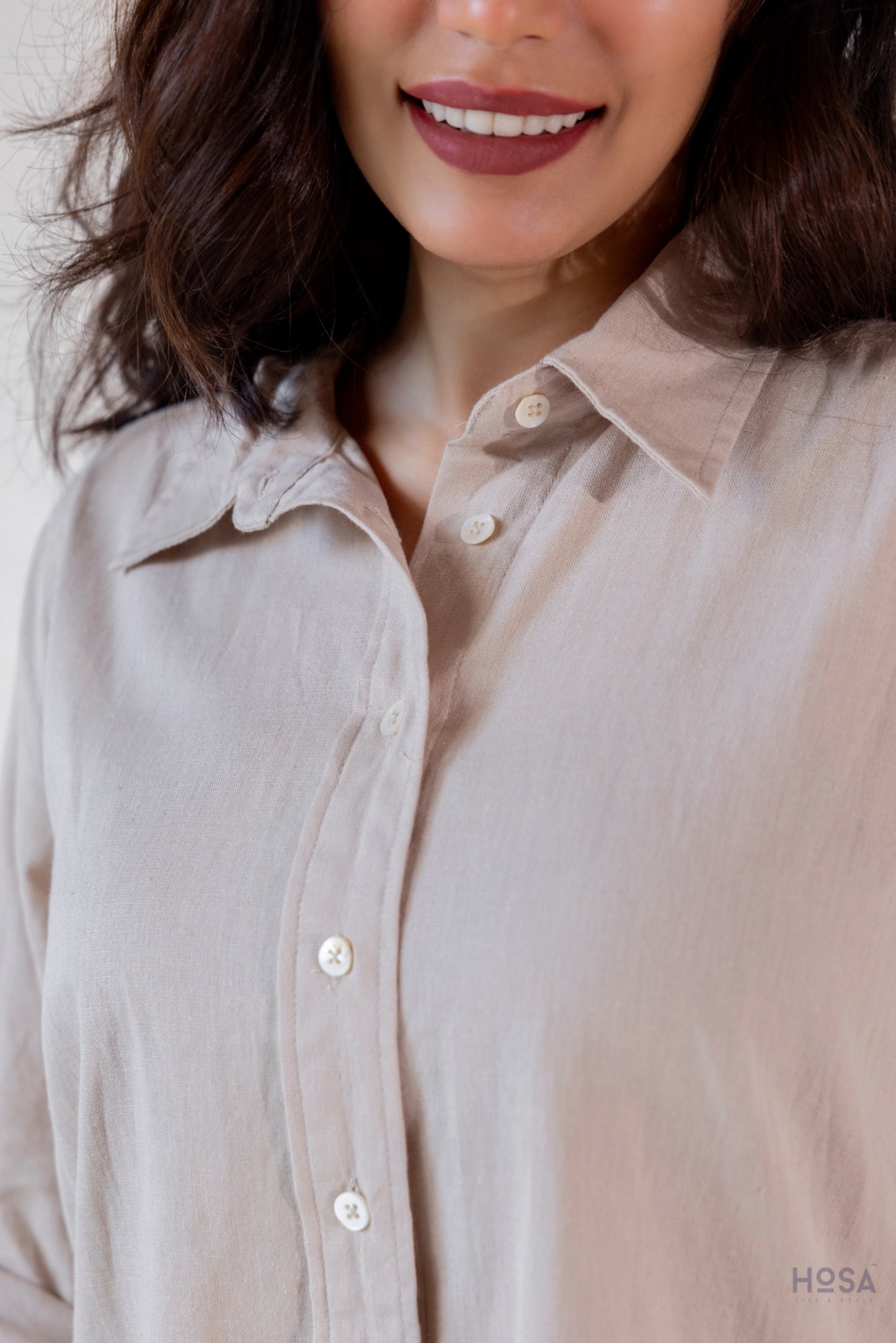 Cotton-Linen Shirt - Dune Beige