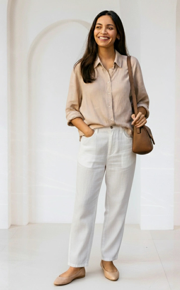 Cotton-Linen Shirt - Dune Beige