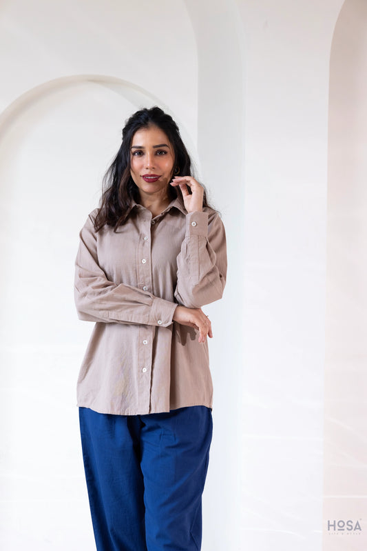 Cotton-Linen Shirt - Earth Taupe