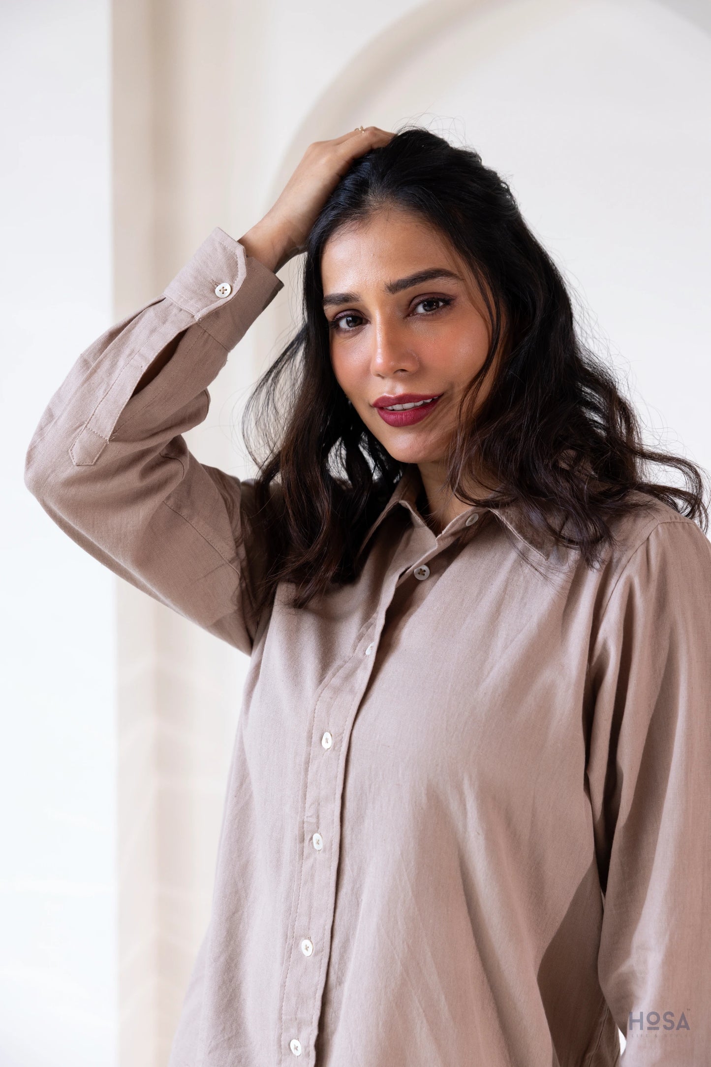 Cotton-Linen Shirt - Earth Taupe