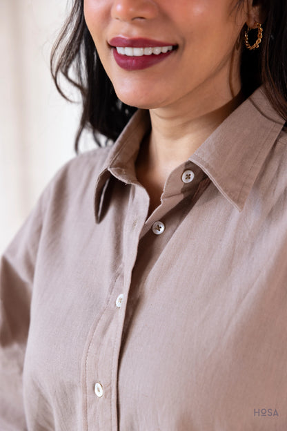 Cotton-Linen Shirt - Earth Taupe