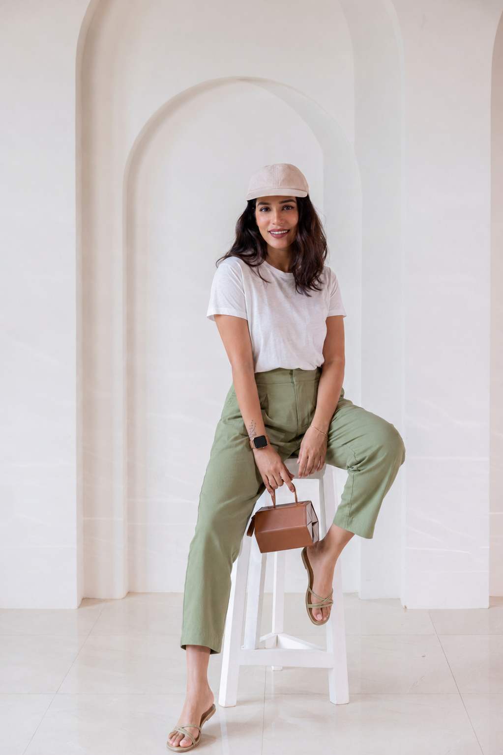 Cotton-Linen Trousers - Olive Dust