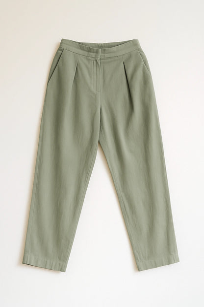 Cotton-Linen Trousers - Olive Dust
