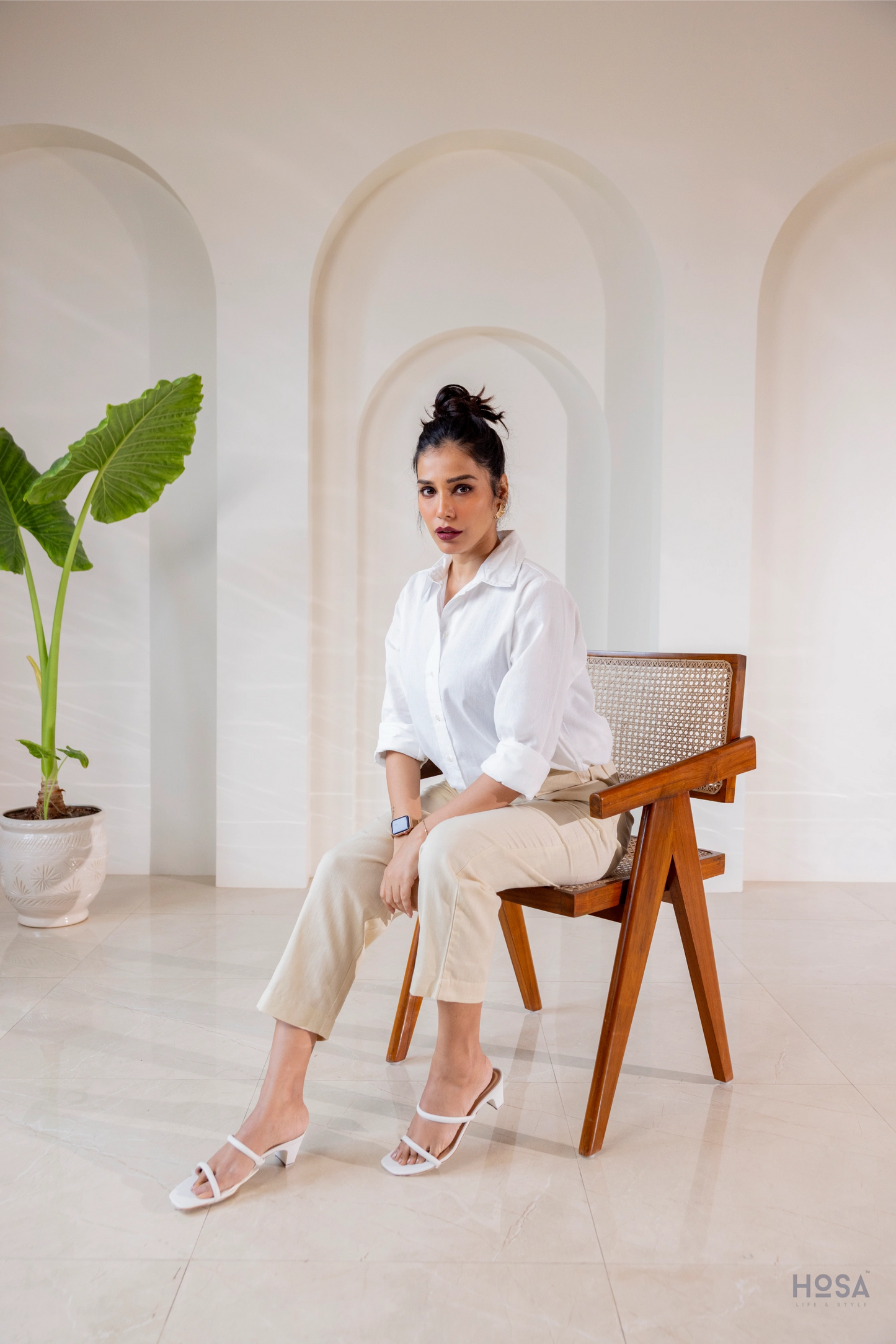 Cotton-Linen Trousers - Almond Cream