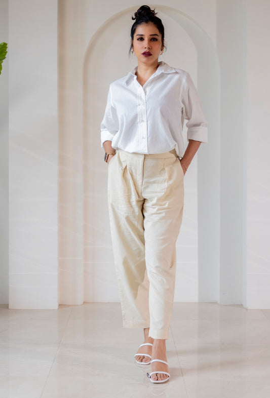 Cotton-Linen Shirt - Cloud White