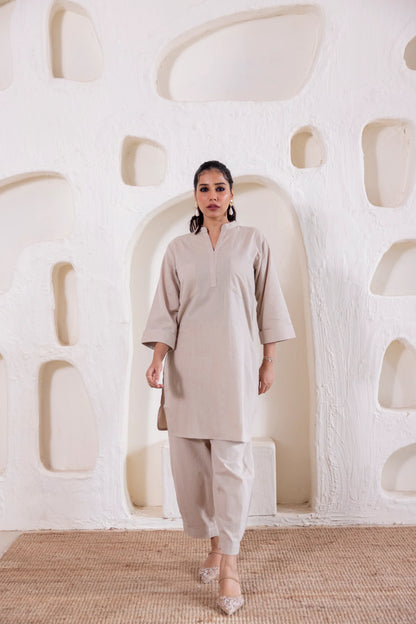 The Everyday Co-Ord in Dune Beige