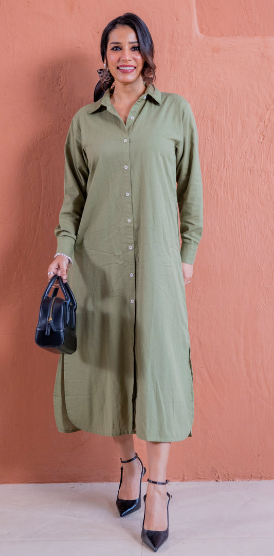 Olive Dust Shirt Dress