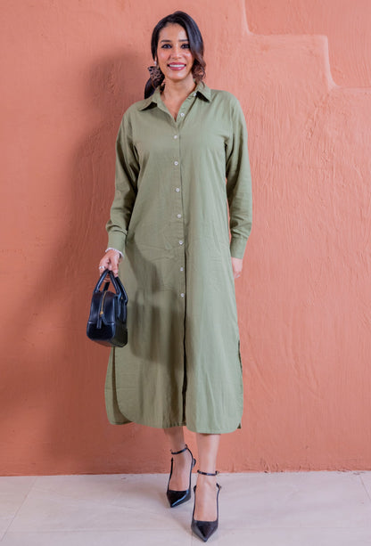 Olive Dust Shirt Dress