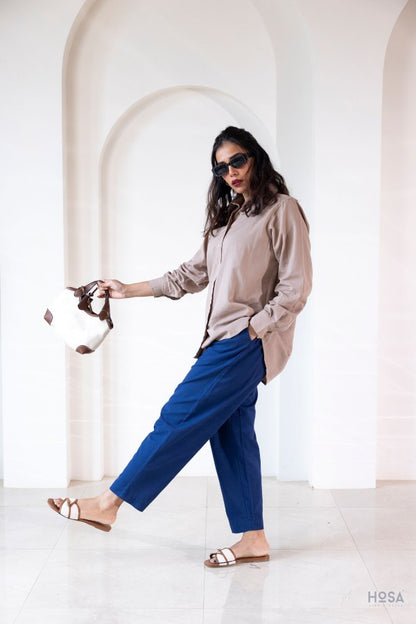 Cotton-Linen Trousers - Ink Blue