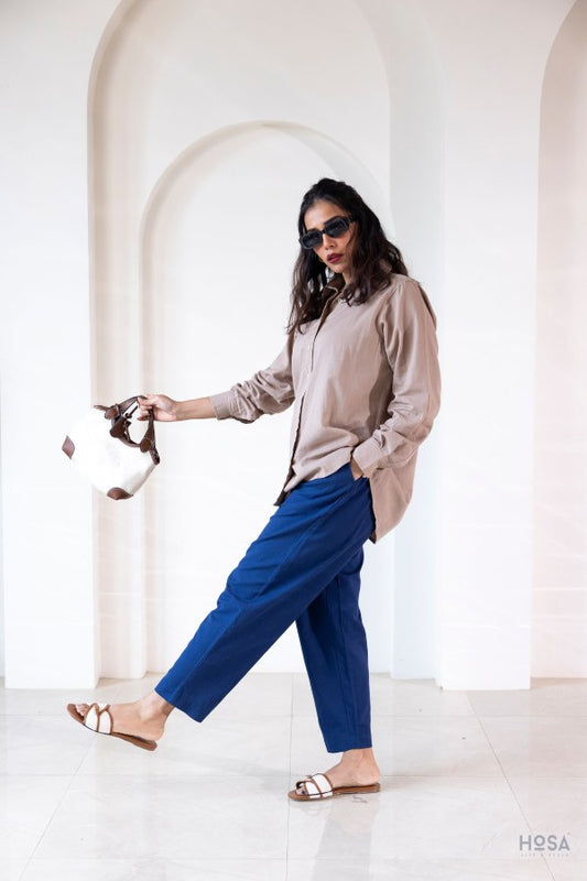 Cotton-Linen Trousers - Ink Blue