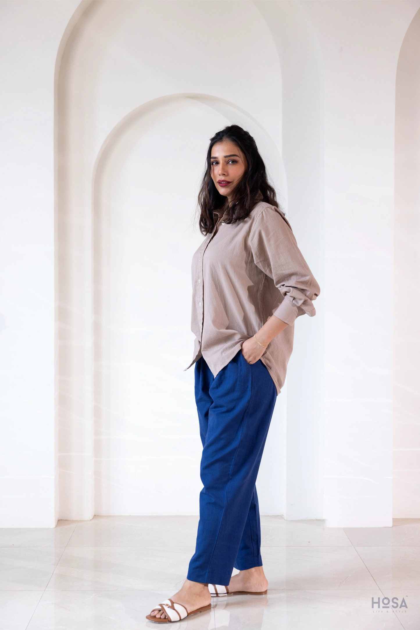 Cotton-Linen Trousers - Ink Blue