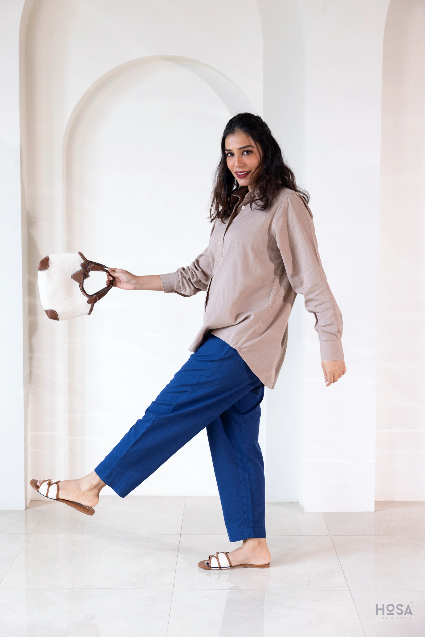 Cotton-Linen Trousers - Ink Blue