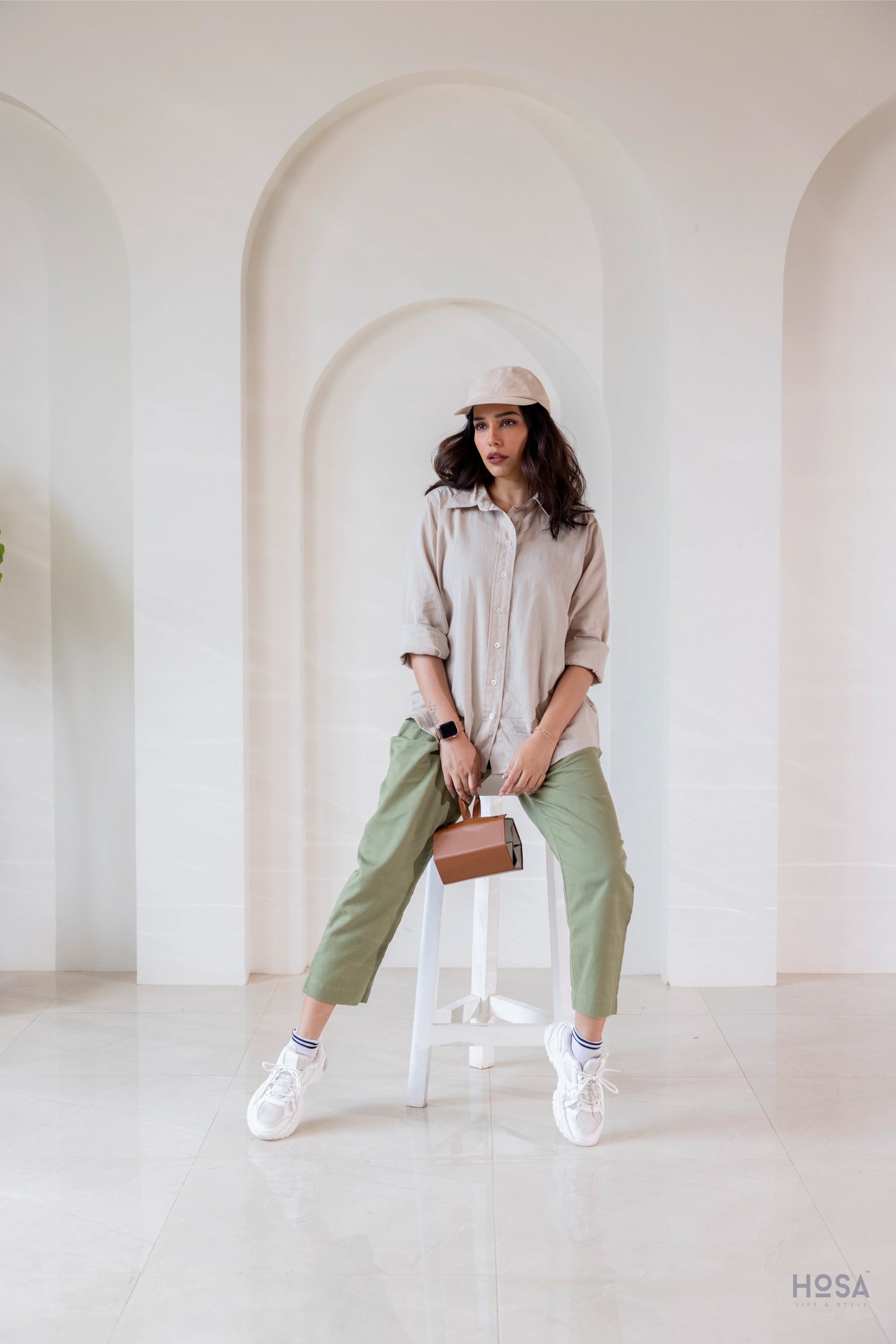 Cotton-Linen Trousers - Olive Dust