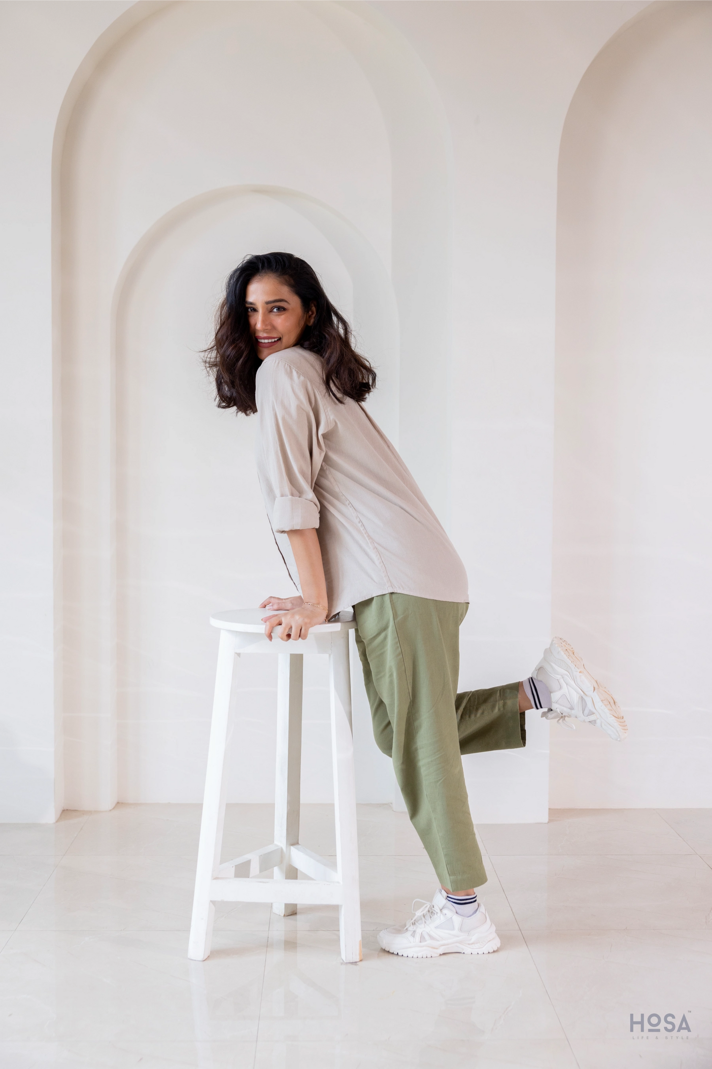 Cotton-Linen Trousers - Olive Dust