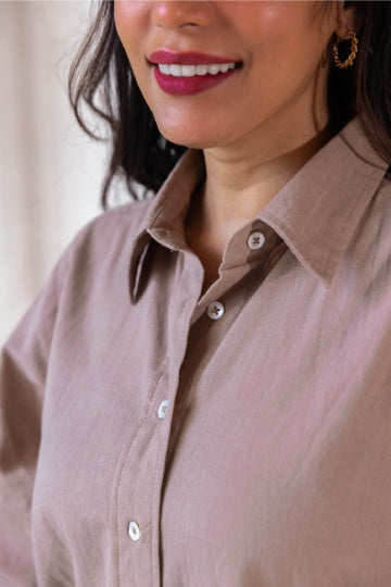 Cotton-Linen Shirt - Earth Taupe