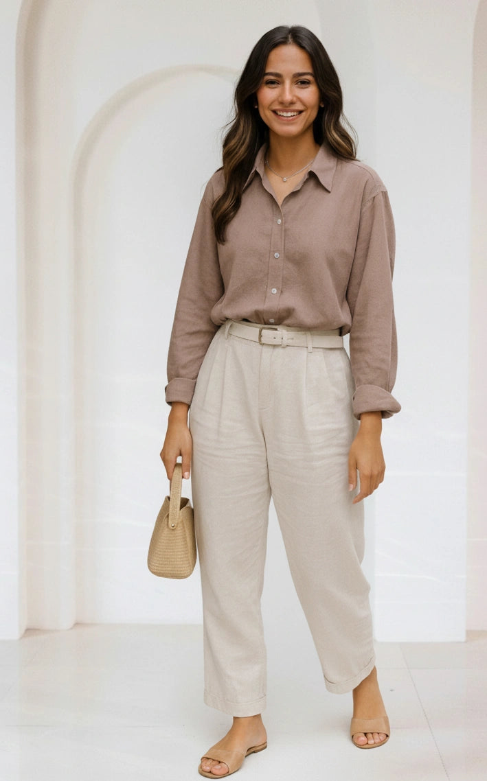 Cotton-Linen Shirt - Earth Taupe