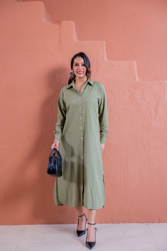 Olive Dust Shirt Dress