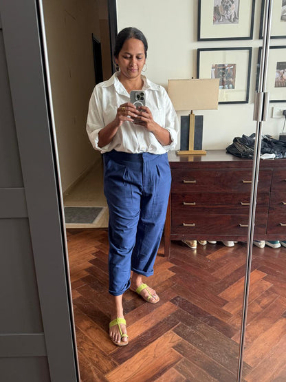 Cotton-Linen Trousers - Ink Blue