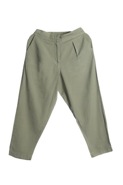 Cotton-Linen Trousers - Olive Dust