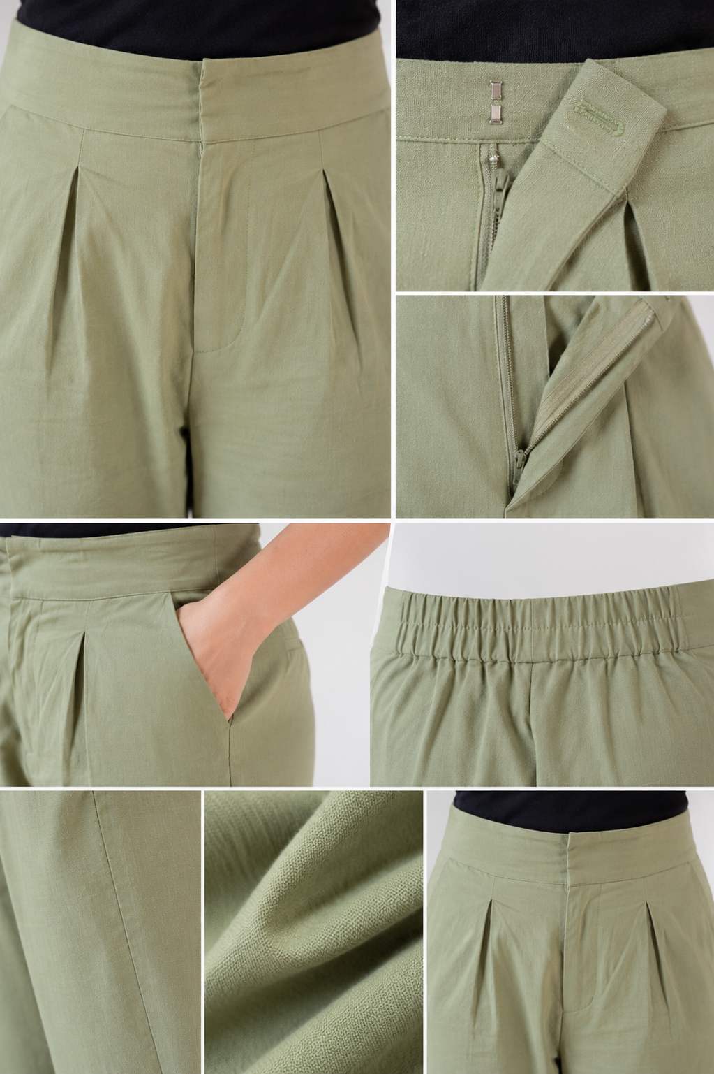 Cotton-Linen Trousers - Olive Dust